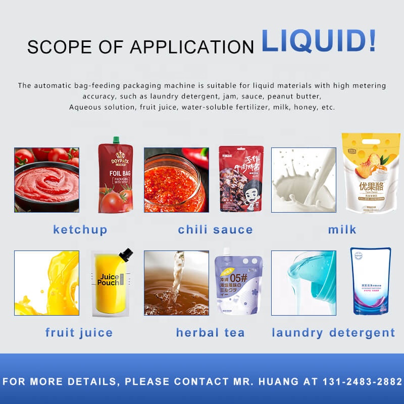 Automatic doypack pouch cosmetic chili tomato sauce cream paste fruit jam filling and sealing packing machine filler