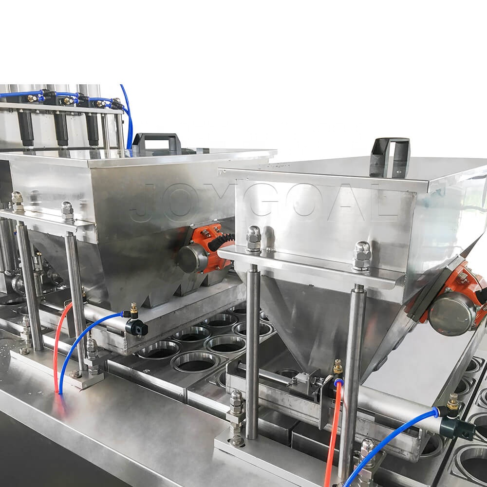 BHJ-8 automatic UV sterilization liquid solid particles juice water yongurt cup sealing and filling machine