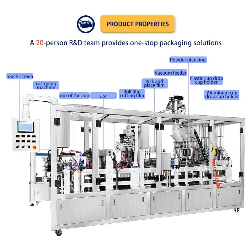 Automatic coffee capsule filling sealing bag packing cartoning machine