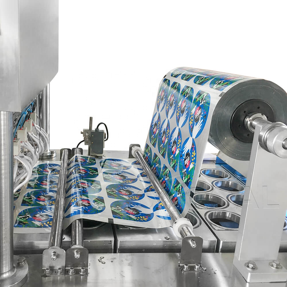 BHJ-8 automatic UV sterilization liquid solid particles juice water yongurt cup sealing and filling machine