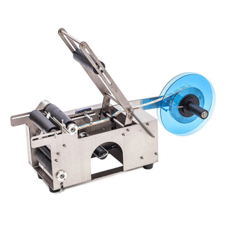Small Semi Automatic Manual Labeling Machines for Round Food Beer Bottles Jars Cans with Coding Date Function